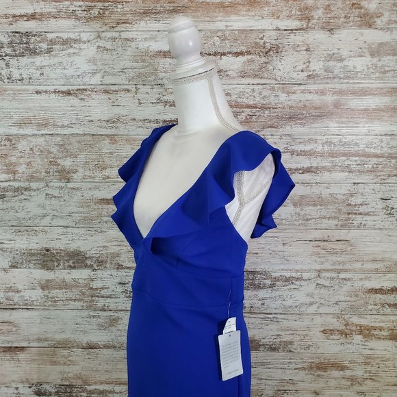 JUMP Royal Blue Plunge Ruffle Mini Dress - Picture 5 of 10